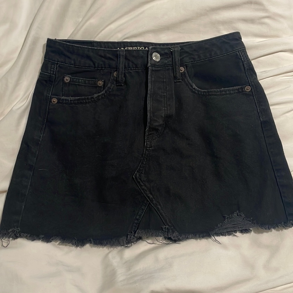 black american eagle jean skirt with button front clasp